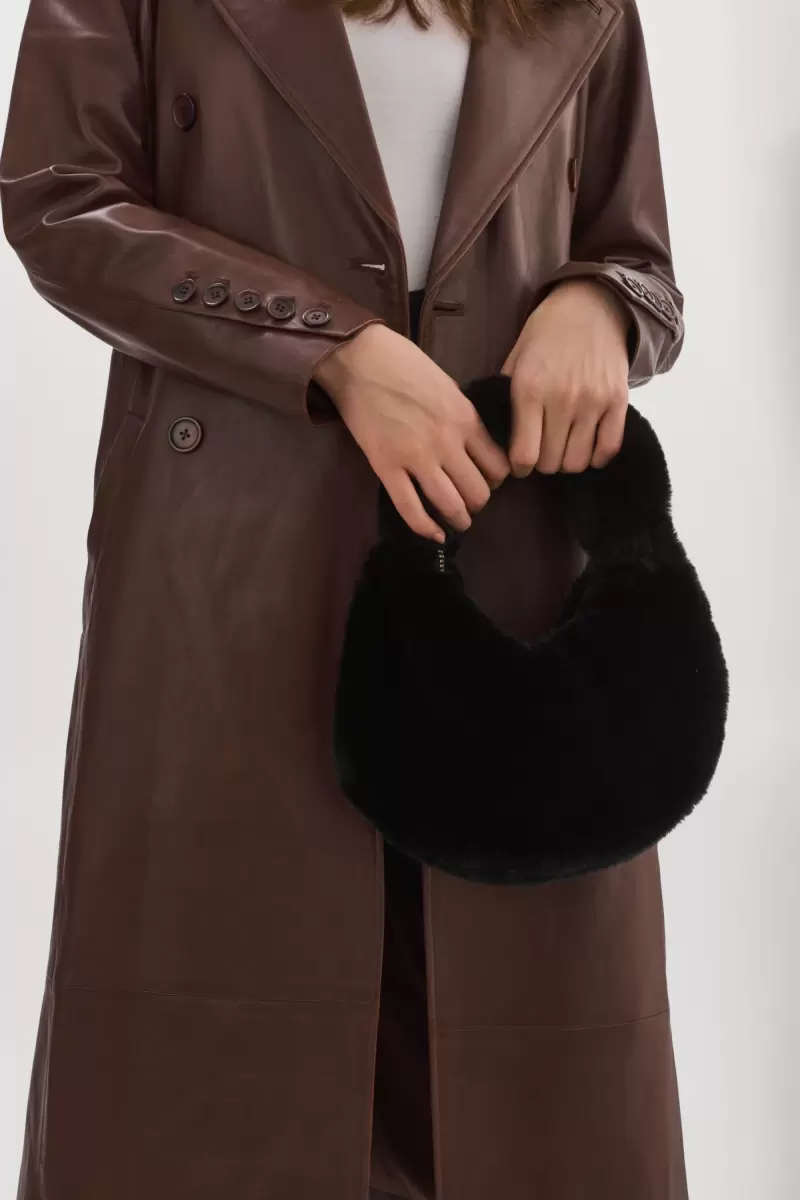 Lamarque Accessories Black Alix | Mini Faux Fur Hobo Bag Women Long-Lasting - 3