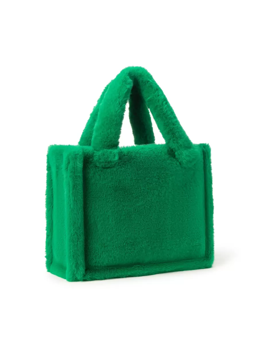 Women Vibrant Green Bespoke Jade Faux Fur Tote Bag Accessories Lamarque - 1