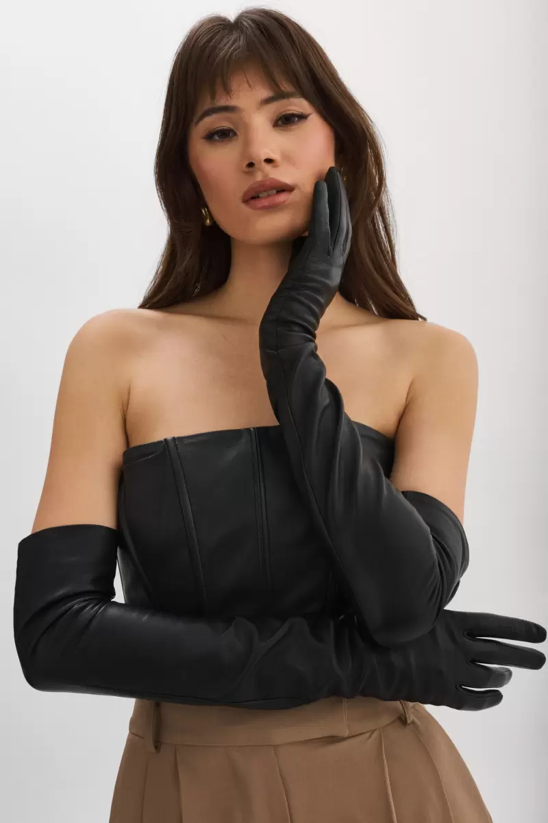 Black Reliable Women Gisele | Long Leather Gloves Lamarque Accessories - 2
