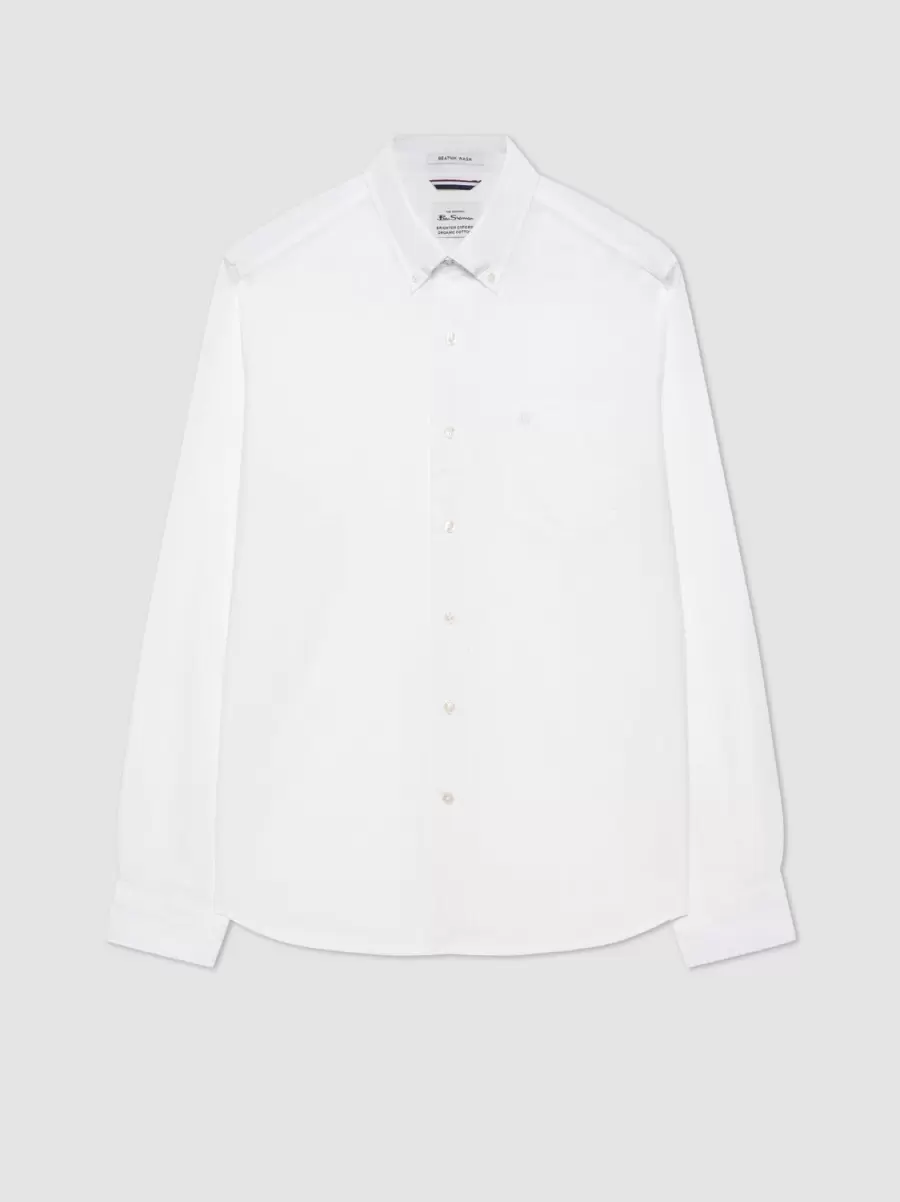 Men White Shirts Brighton Oxford Organic Shirt - White Affordable Ben Sherman - 5