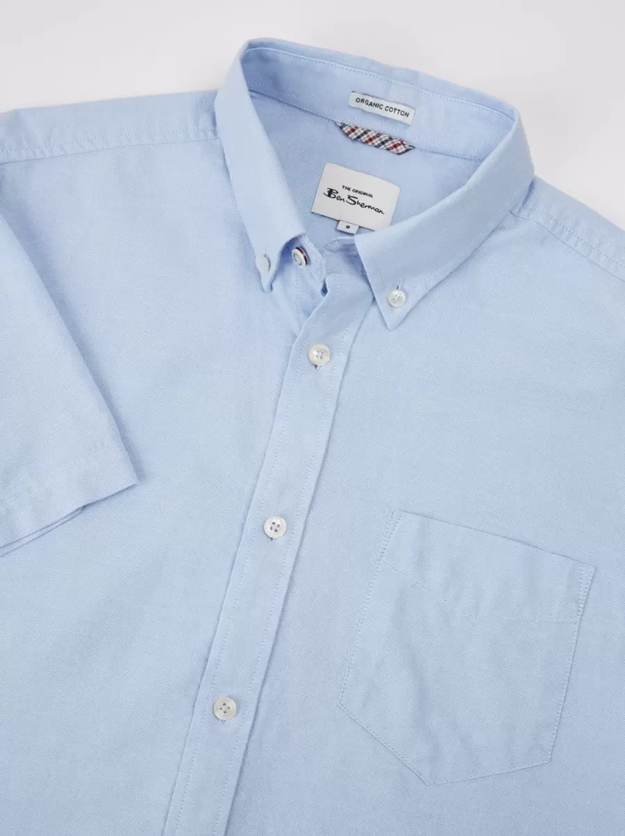 Men Sky Short-Sleeve Signature Oxford Shirt - Sky Classic Ben Sherman Shirts - 2