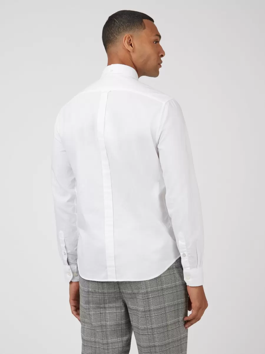 Men Shirts Signature Organic Long-Sleeve Oxford Shirt - White White Classic Ben Sherman - 4