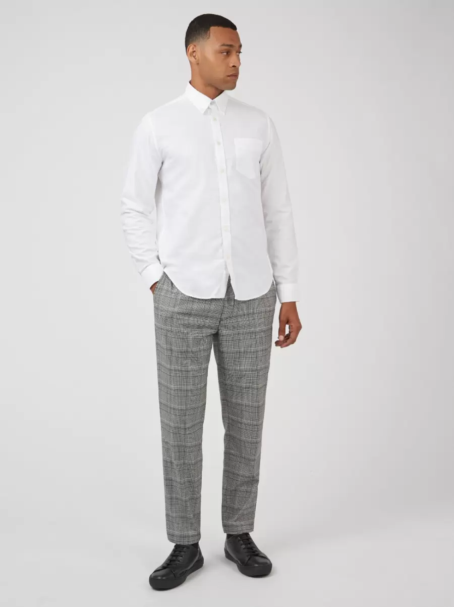 Men Shirts Signature Organic Long-Sleeve Oxford Shirt - White White Classic Ben Sherman - 5