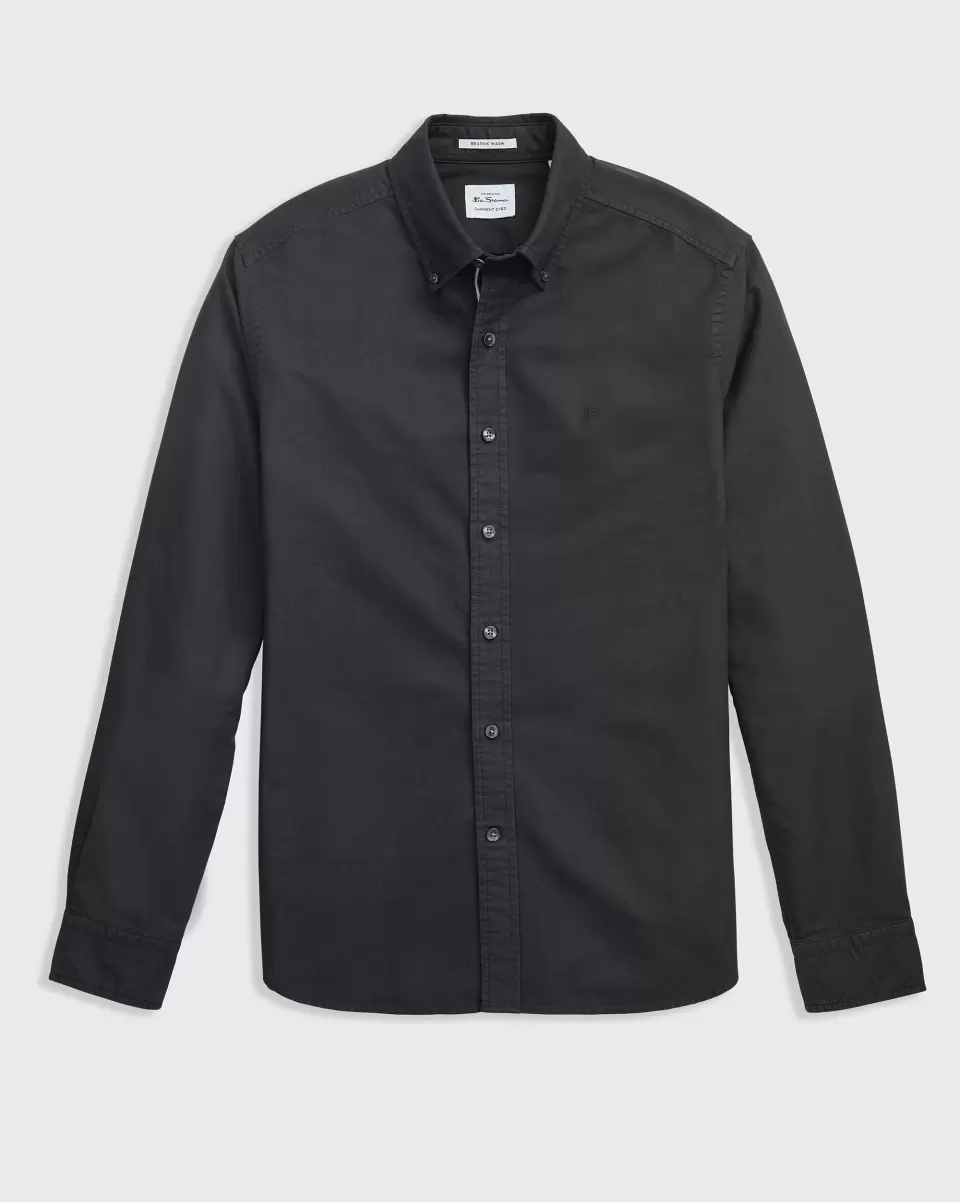 Elegant Shirts Washed Black Men Beatnik Oxford Garment Dye Shirt - Washed Black Ben Sherman - 2