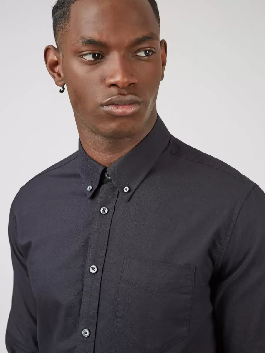 Barely Black Signature Organic Oxford Shirt - Barely Black Discount Shirts Men Ben Sherman - 1