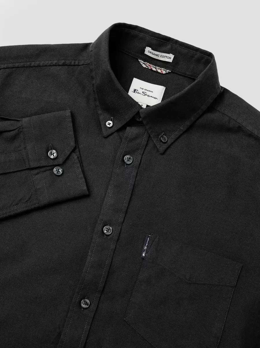 Barely Black Signature Organic Oxford Shirt - Barely Black Discount Shirts Men Ben Sherman