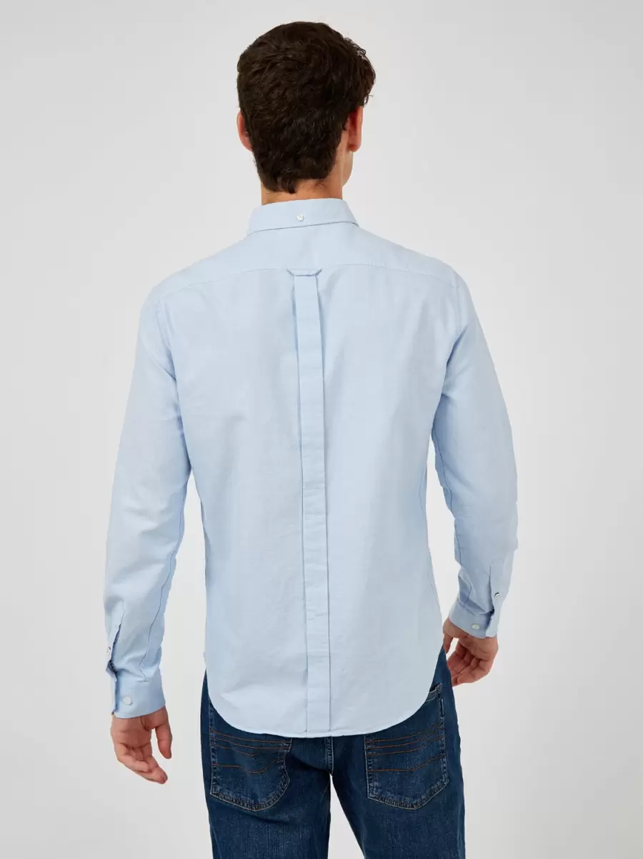 Sky Ergonomic Signature Organic Long-Sleeve Oxford Shirt - Sky Ben Sherman Men Shirts - 3