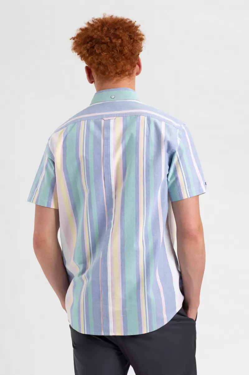 Deck Chair Multi Stripe Shirts Reliable Men Ben Sherman Short Sleeve Brighton Oxford Organic Stripe Shirt - 3