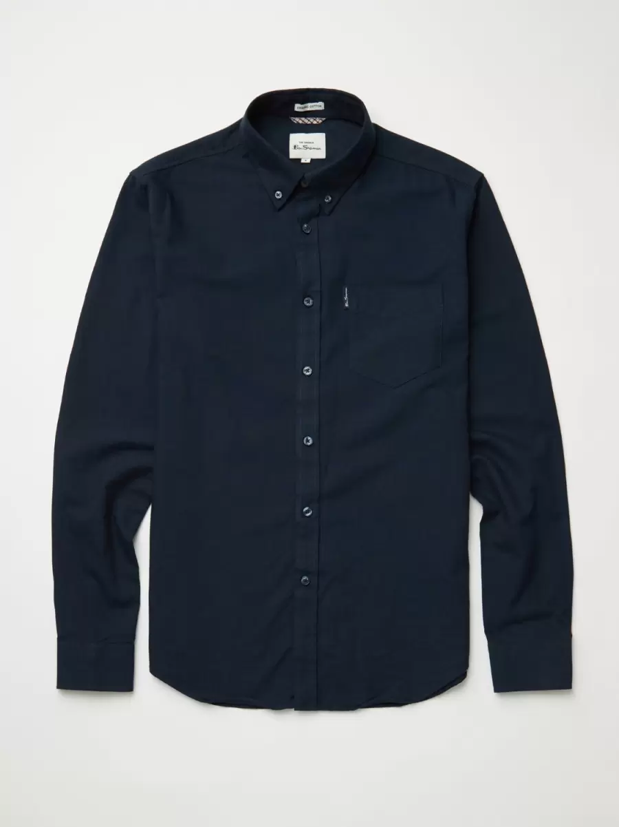 Signature Organic Oxford Shirt - Dark Navy Men Shirts Dark Navy Customized Ben Sherman - 4