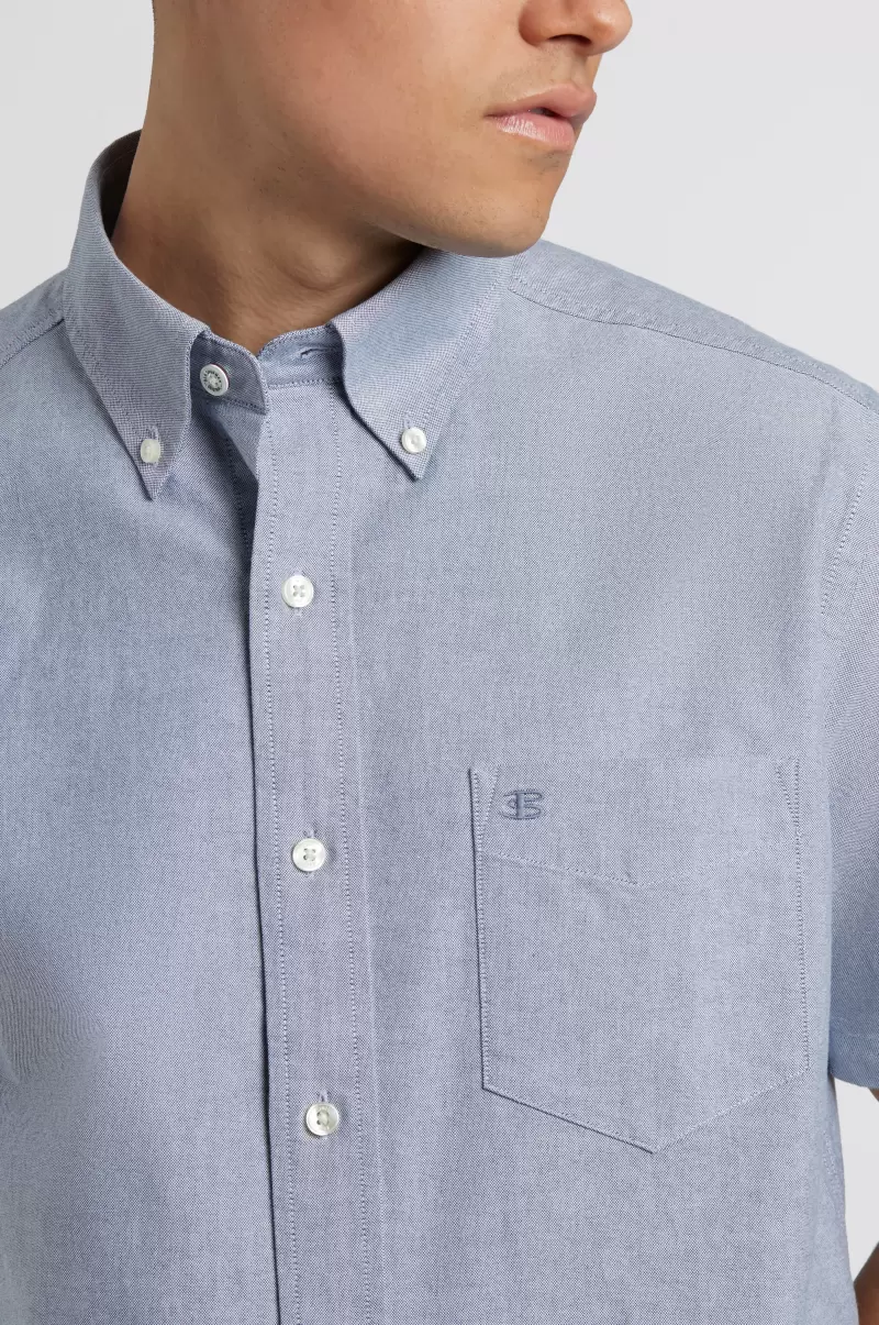 Short Sleeve Brighton Oxford Organic Shirt - Navy Guaranteed Ben Sherman Navy Men Shirts - 2
