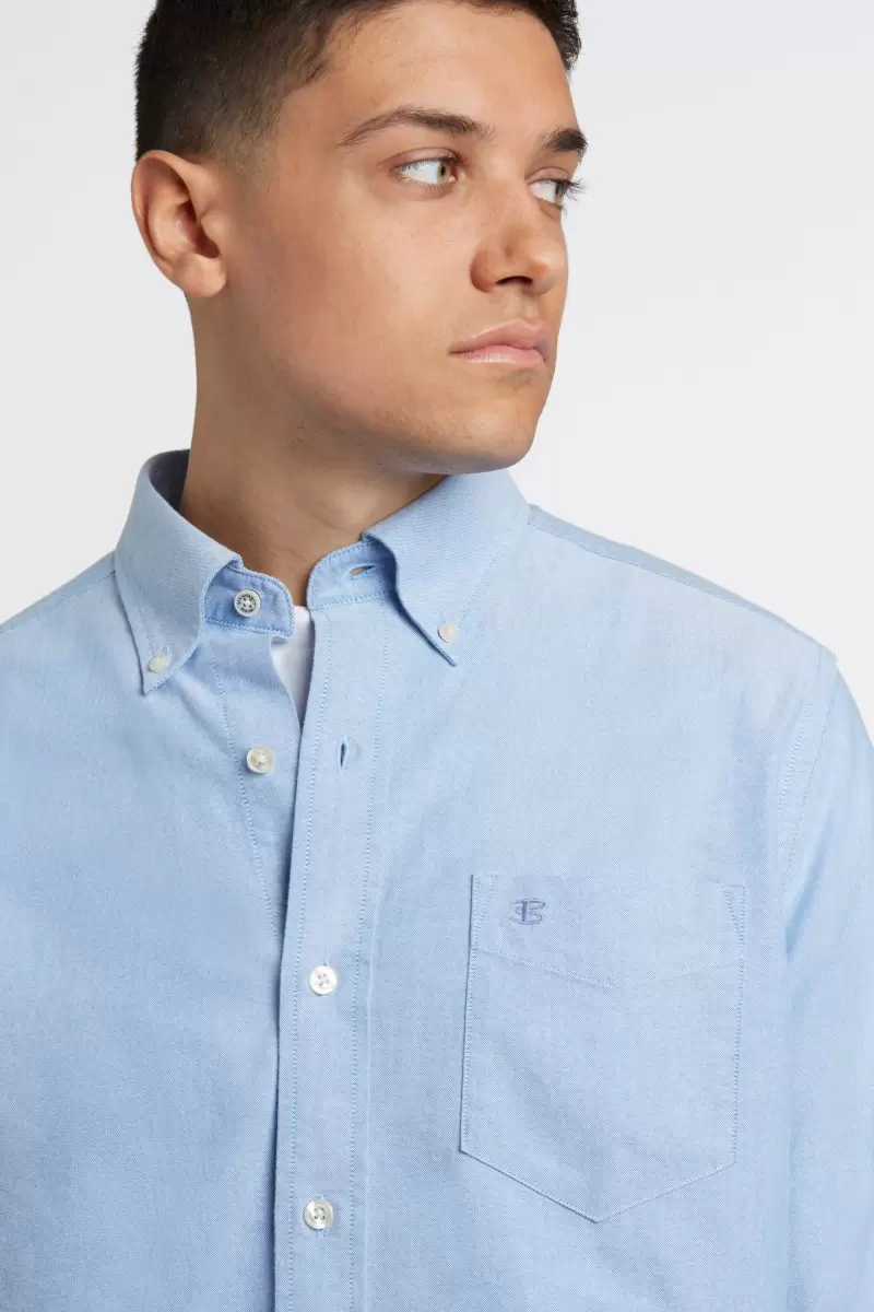 Ben Sherman Elegant Pale Blue Brighton Oxford Organic Shirt - Pale Blue Men Shirts - 2