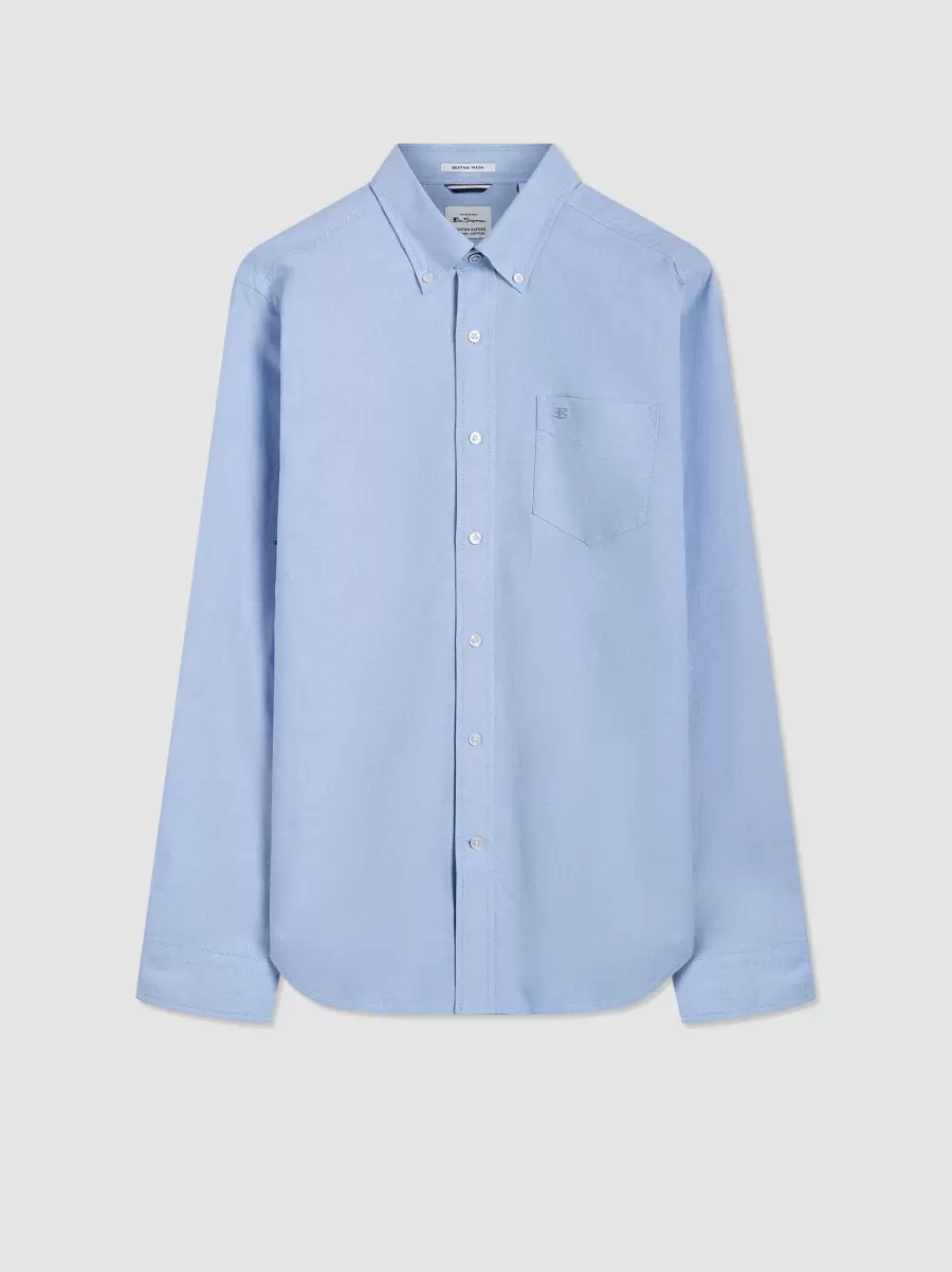 Ben Sherman Elegant Pale Blue Brighton Oxford Organic Shirt - Pale Blue Men Shirts