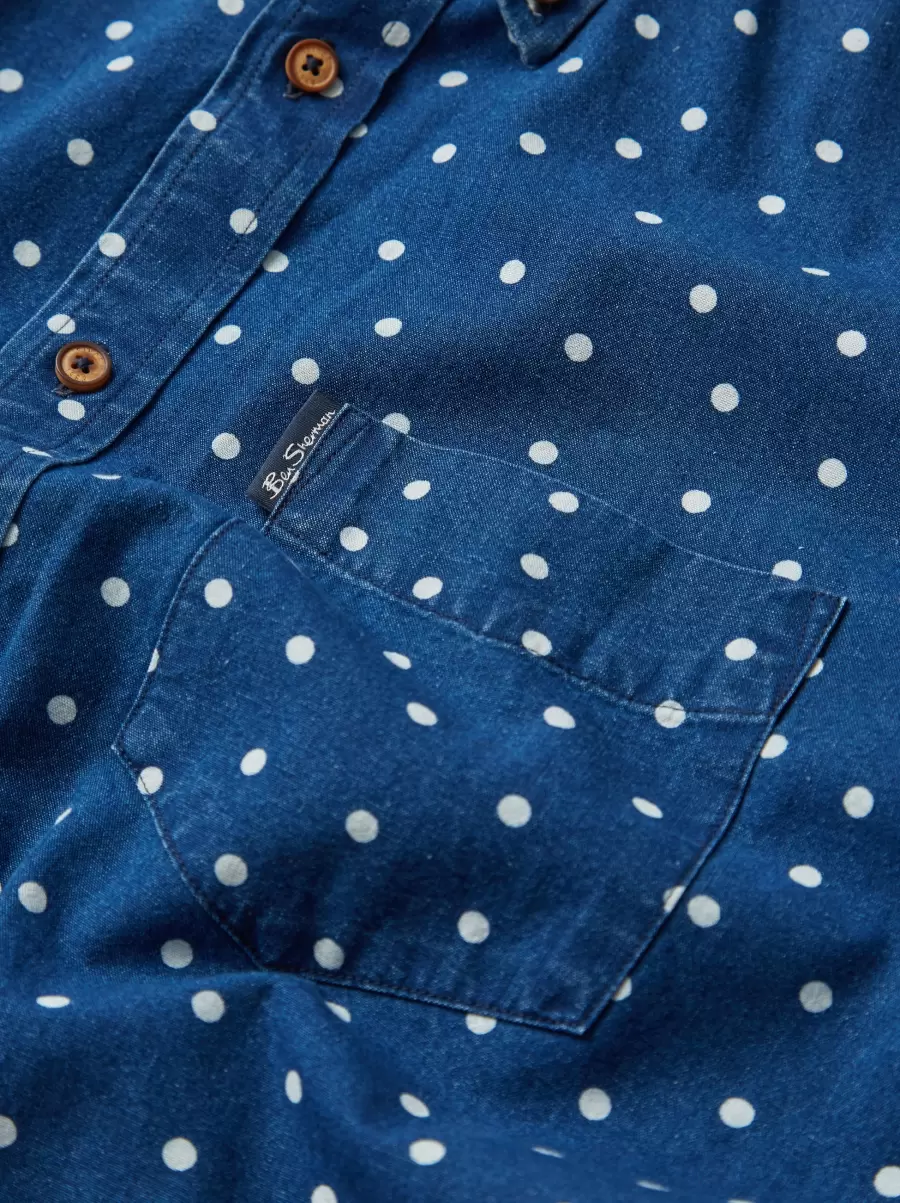 Ben Sherman Shirts Dark Blue Budget Men Indigo Spot Print Long-Sleeve Shirt - 2