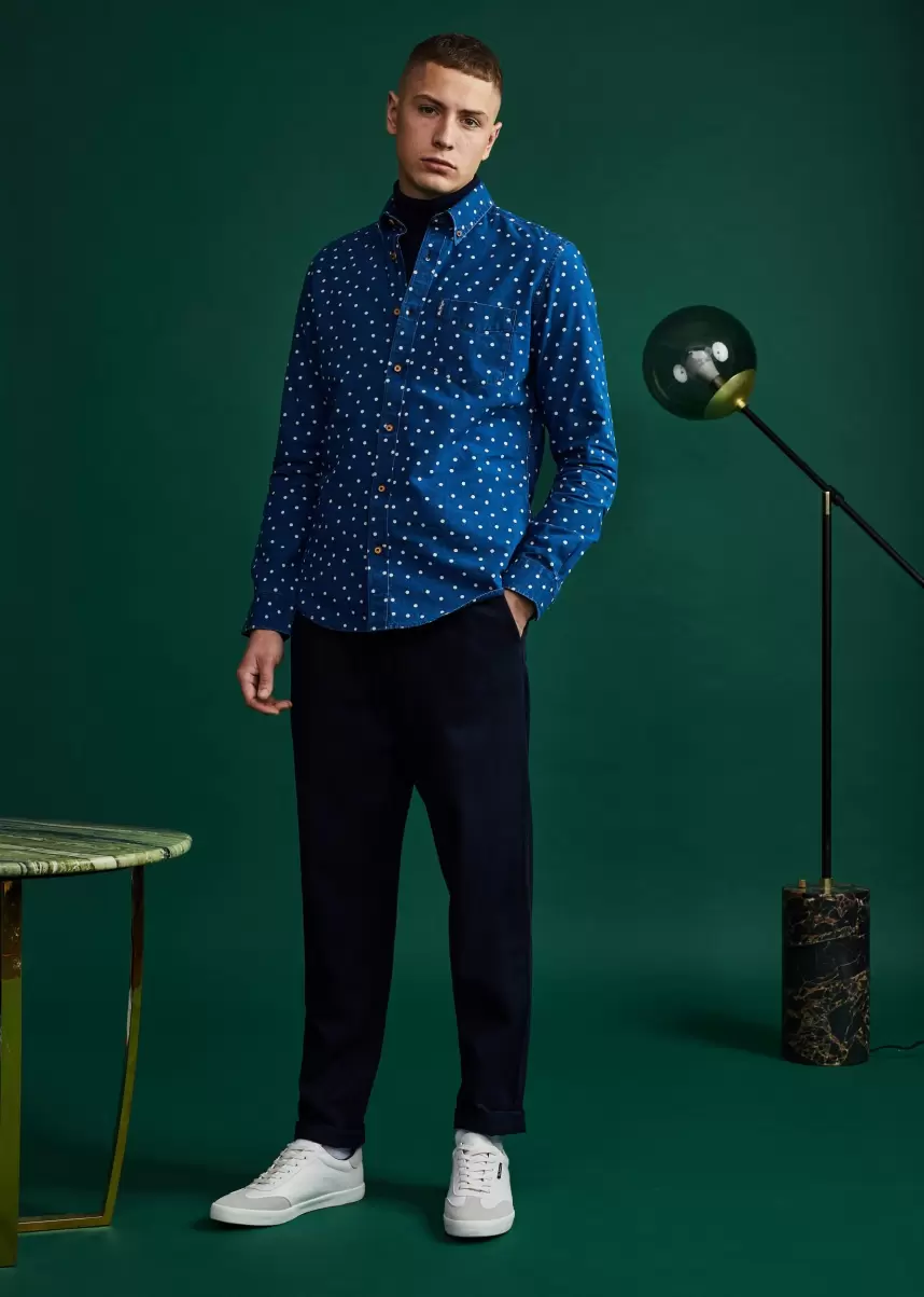 Ben Sherman Shirts Dark Blue Budget Men Indigo Spot Print Long-Sleeve Shirt - 8