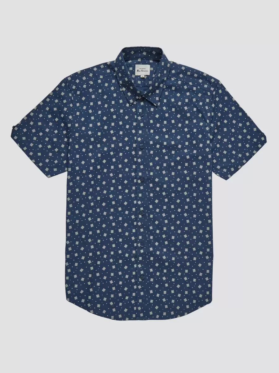 Ben Sherman Dark Blue Scatter Print Short-Sleeve Shirt - Dark Blue Shirts Buy Men - 2