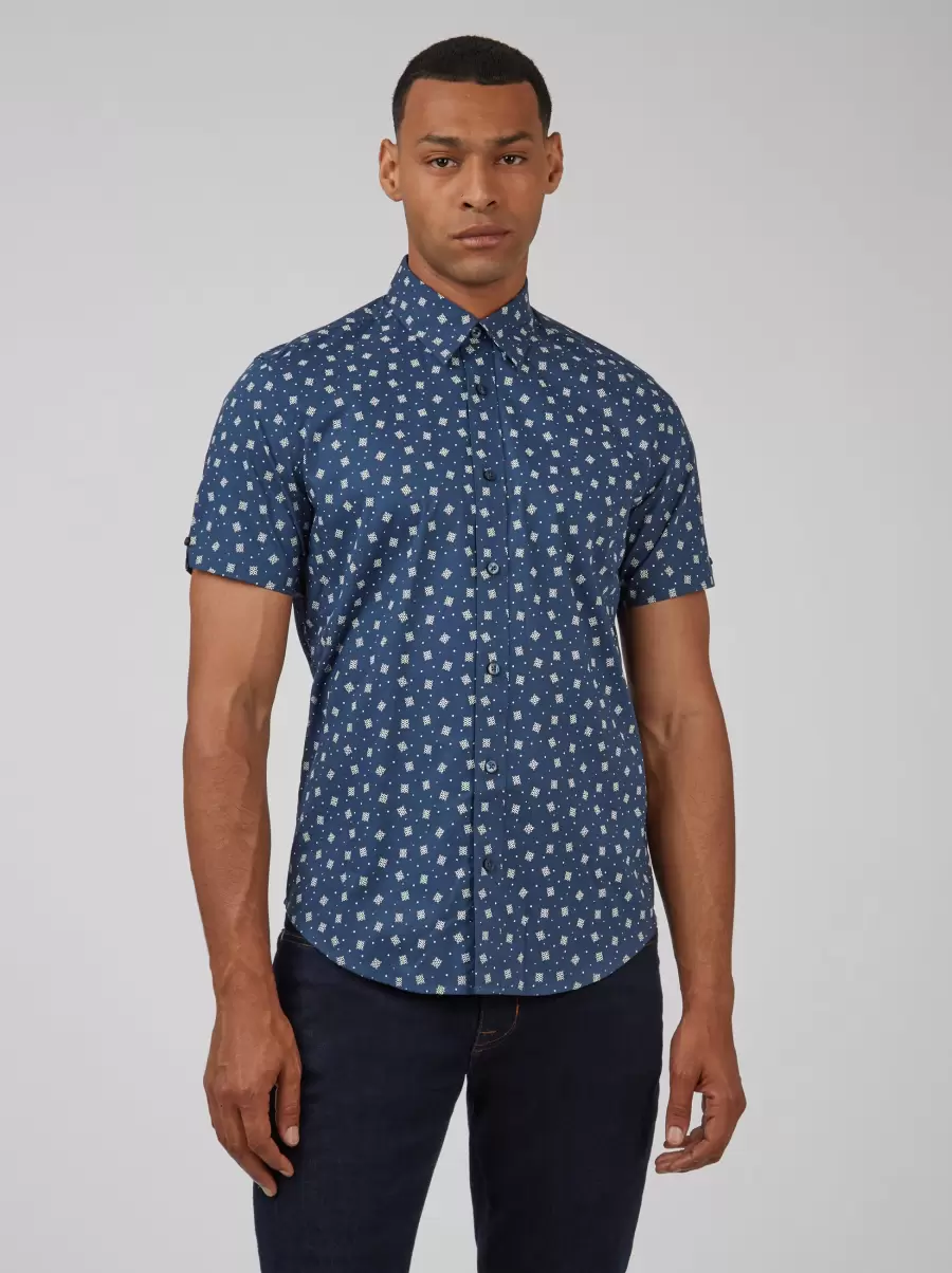 Ben Sherman Dark Blue Scatter Print Short-Sleeve Shirt - Dark Blue Shirts Buy Men - 3