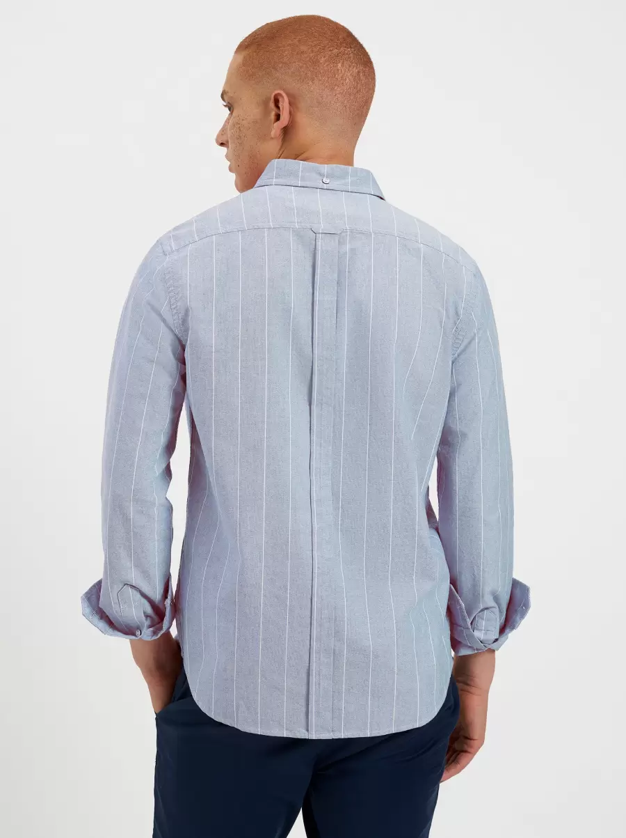 Brighton Oxford Organic Stripe Shirt - Ocean Blue Chalk Stripe Shirts Men Ocean Blue Chalk Stripe Affordable Ben Sherman - 3