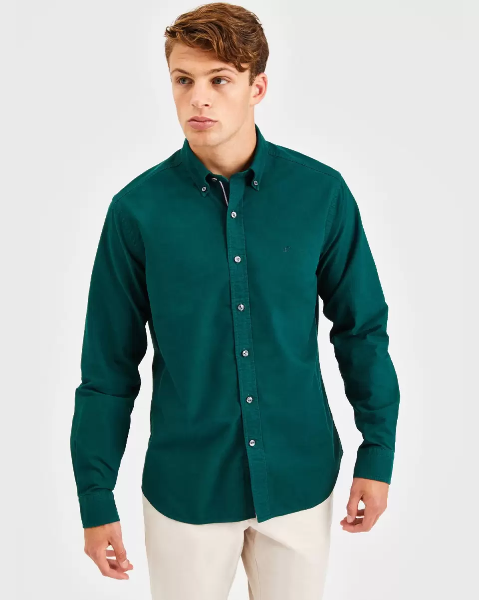 Shirts Men Beatnik Oxford Garment Dye Shirt - Forest Green Ben Sherman Modern Deep Forest Green - 1