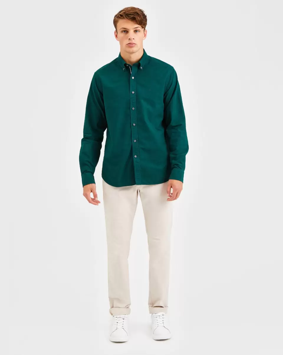 Shirts Men Beatnik Oxford Garment Dye Shirt - Forest Green Ben Sherman Modern Deep Forest Green - 3