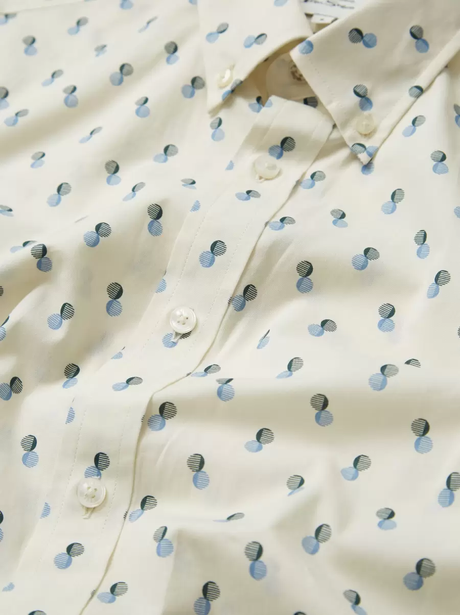 Ben Sherman Ivory Men Spot Print Long-Sleeve Shirt - Ivory Shirts Nourishing - 1