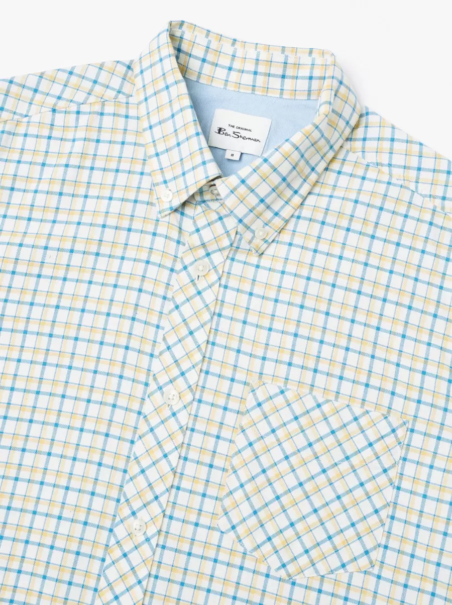 Ben Sherman Butterscotch Check Exclusive Men Oxford Overcheck Short-Sleeve Shirt - Butterscotch Shirts - 1