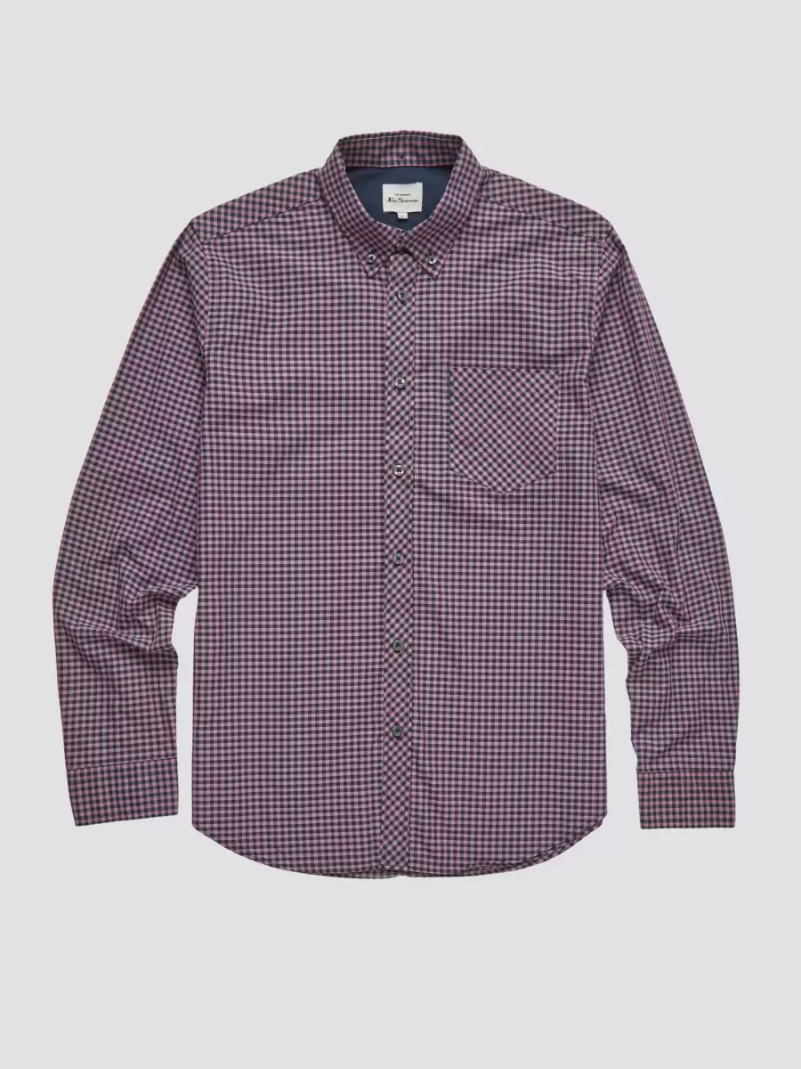 Ben Sherman Signature Long-Sleeve Gingham Shirt - Violet Violet Lavish Shirts Men - 2