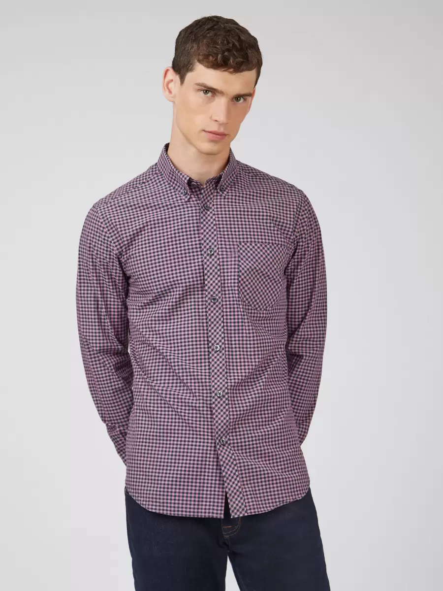 Ben Sherman Signature Long-Sleeve Gingham Shirt - Violet Violet Lavish Shirts Men - 3