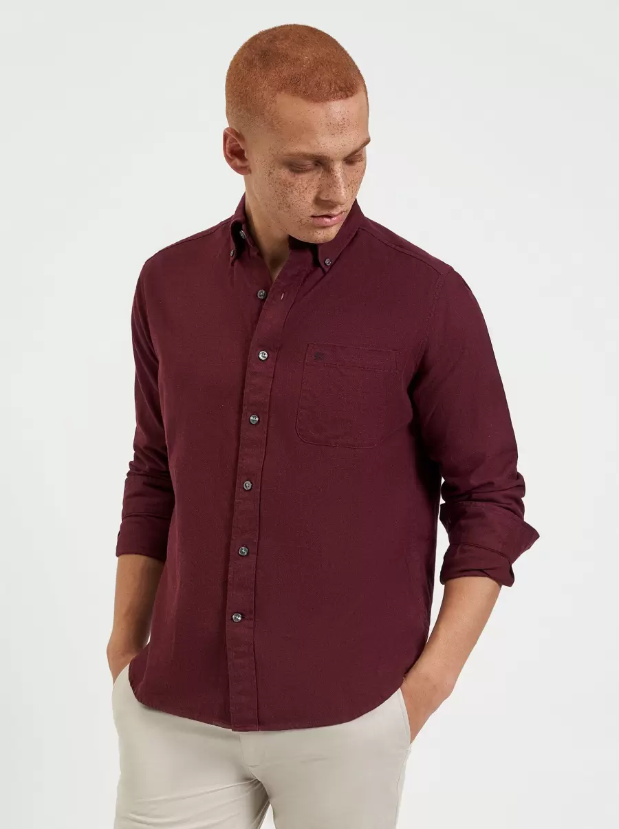Uniform Flannel Shirt - Merlot Shirts Ben Sherman Budget-Friendly Men Merlot - 2