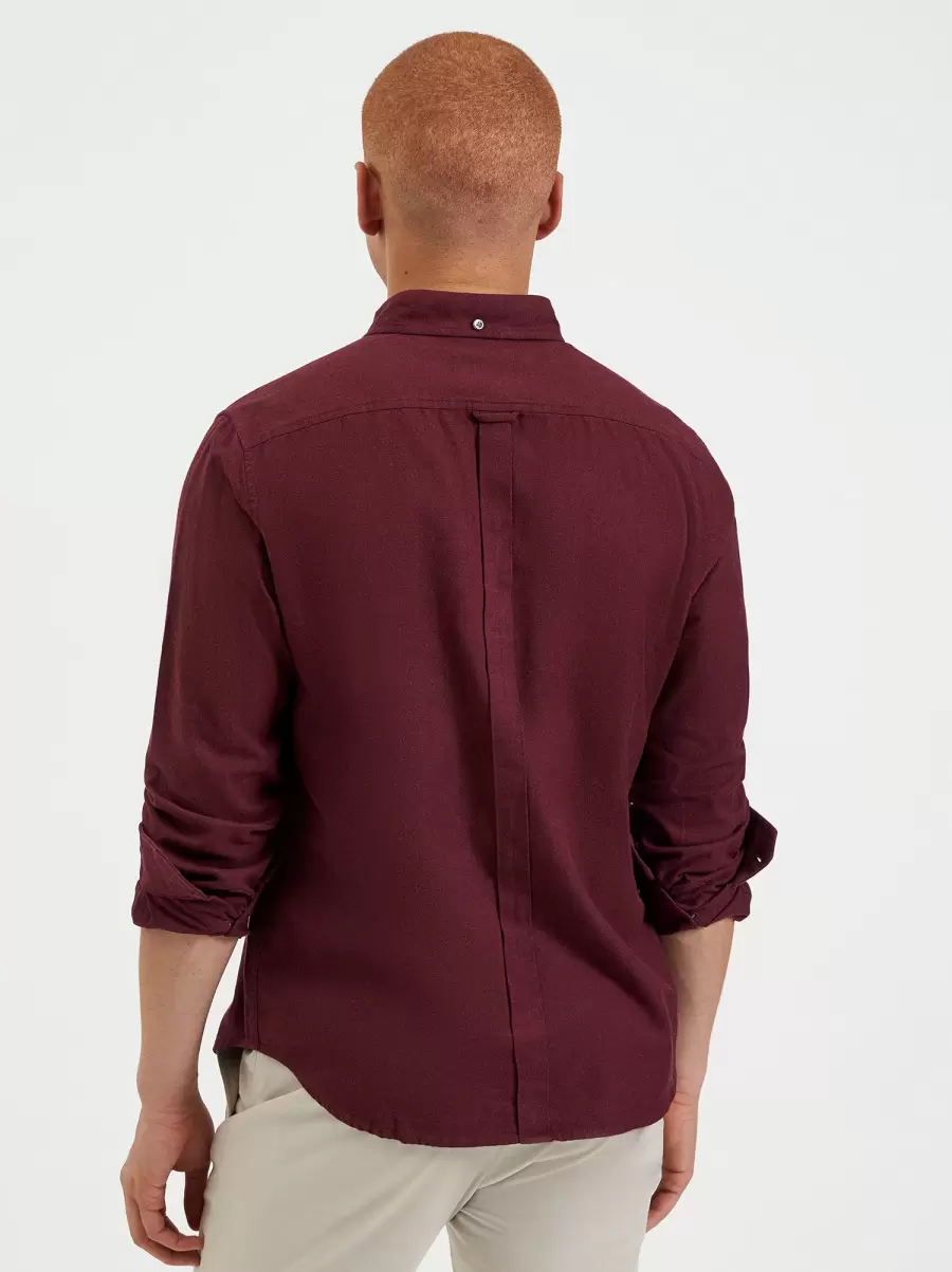 Uniform Flannel Shirt - Merlot Shirts Ben Sherman Budget-Friendly Men Merlot - 3