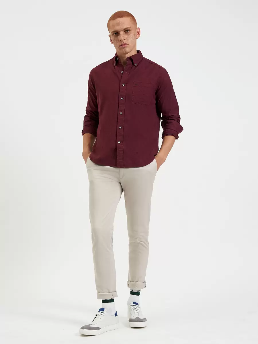 Uniform Flannel Shirt - Merlot Shirts Ben Sherman Budget-Friendly Men Merlot - 5