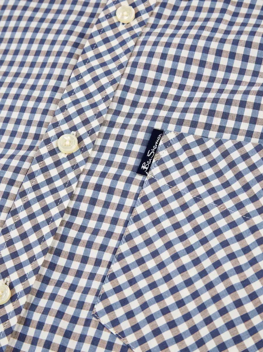 Shirts Durable Men Persian Blue Signature Long-Sleeve Gingham Shirt - Persian Blue Ben Sherman - 3