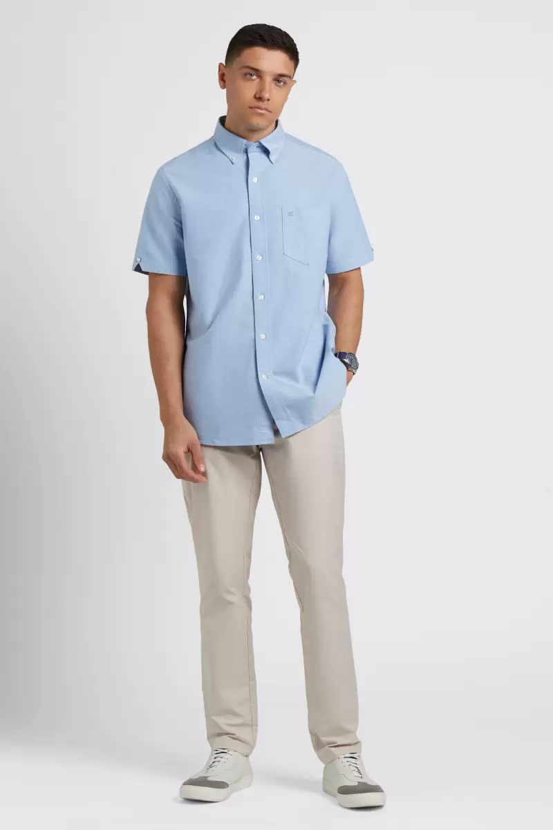 Ben Sherman Men Pale Blue 2024 Short Sleeve Brighton Oxford Organic Shirt - Pale Blue Shirts - 3