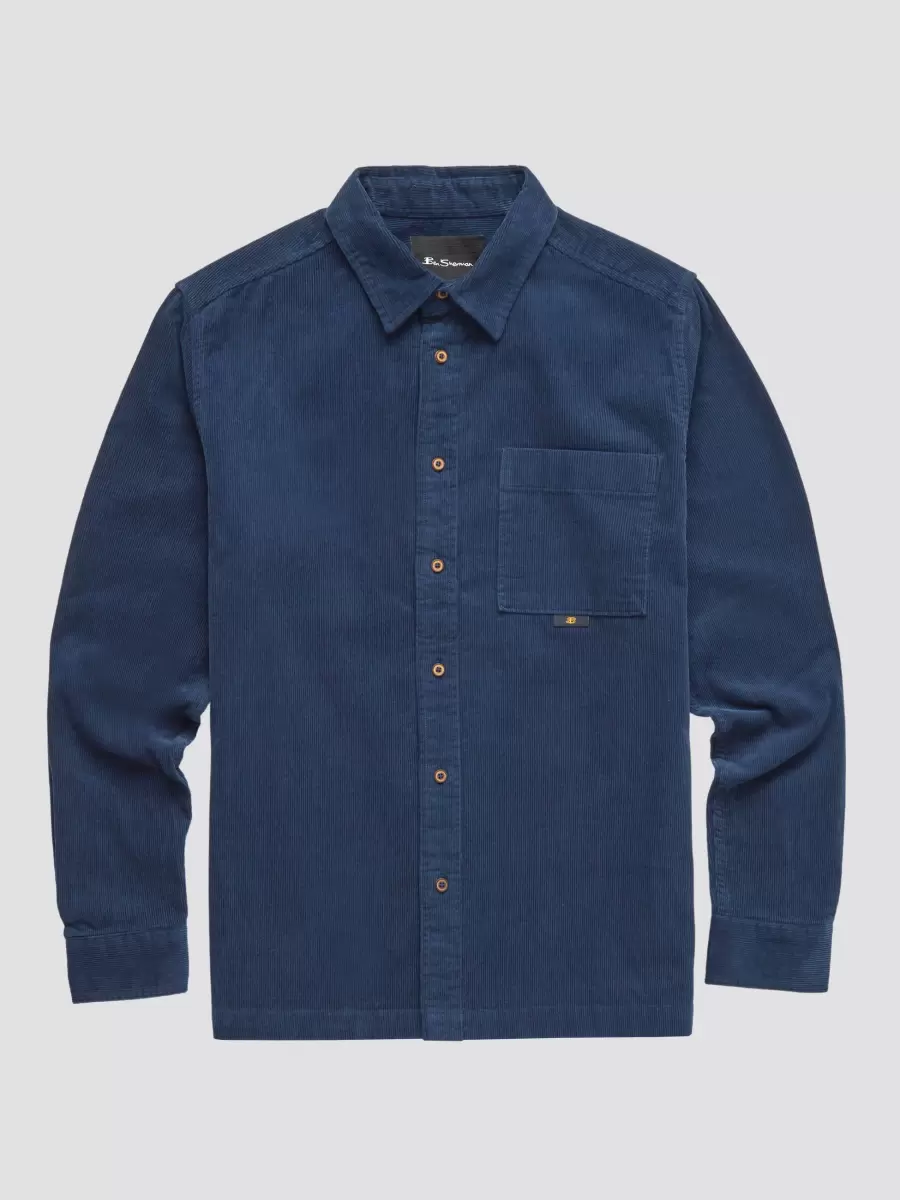 Men Dark Blue Shirts B By Ben Sherman Corduroy Shirt Jacket Bespoke - 10