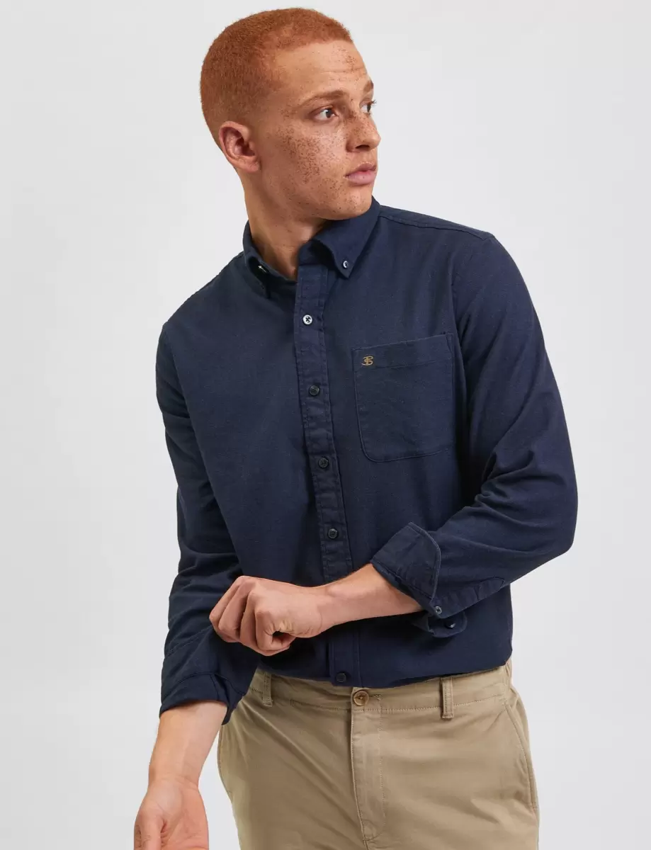 Navy Reliable Ben Sherman Men Uniform Flannel Shirt - Navy Shirts