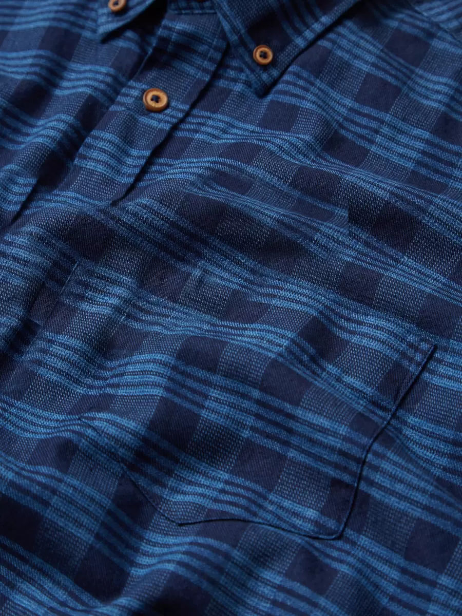 Shirts Ben Sherman Dark Blue Men Sleek Indigo Gingham Check Long-Sleeve Shirt - 1