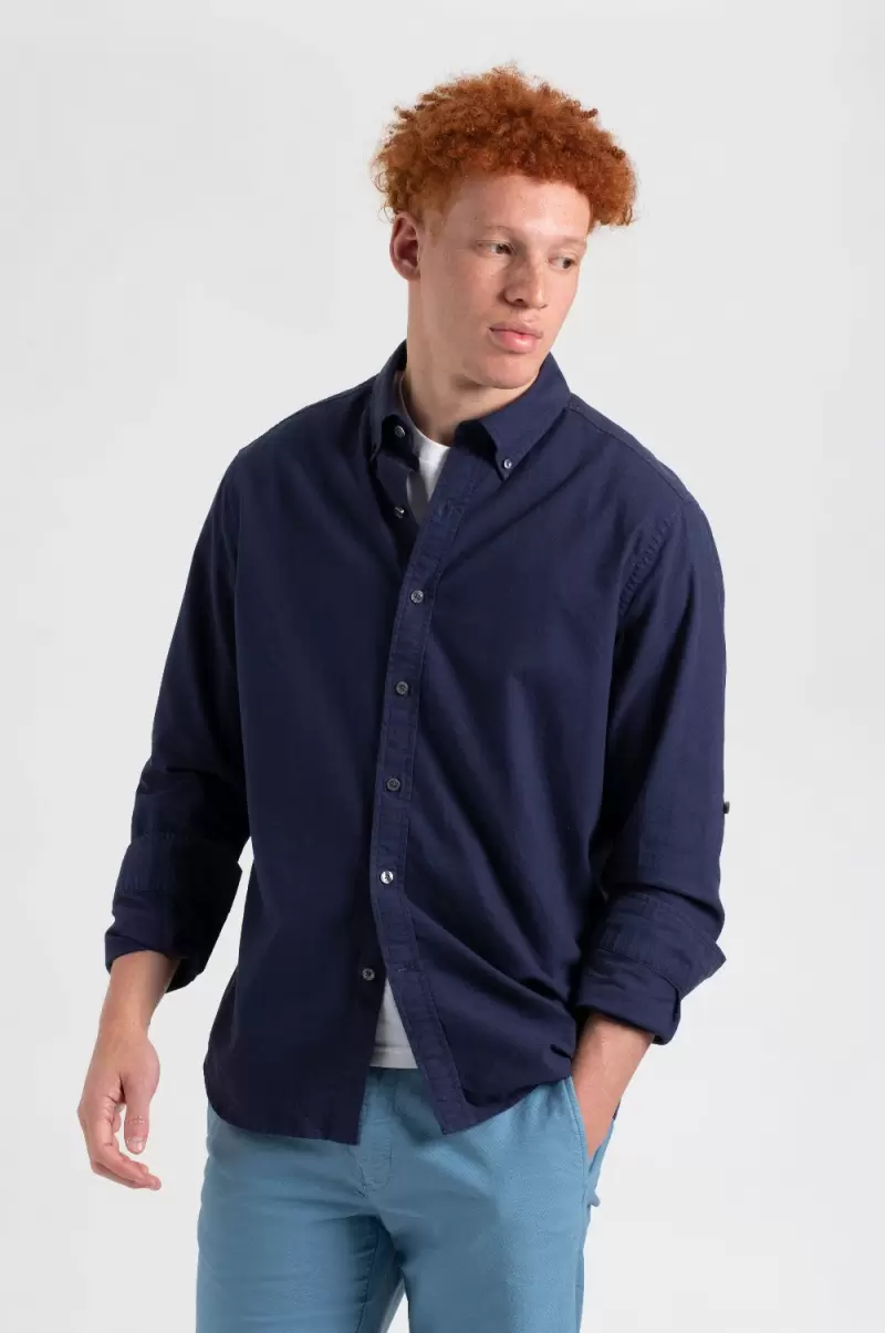 Pioneer Indigo Navy Shirts St. Ives Resort Oxford Garment Dye Organic Shirt - Navy Ben Sherman Men - 1
