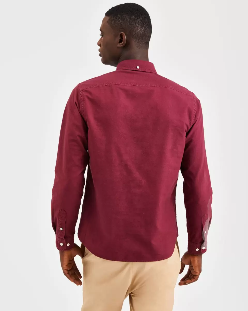 Burgundy Knockdown Beatnik Oxford Garment Dye Shirt - Burgundy Shirts Ben Sherman Men - 6