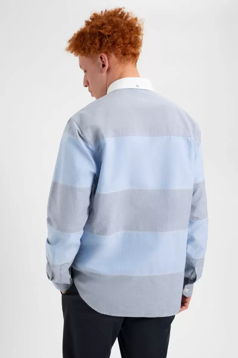 Ben Sherman Pale Blue Men Shirts Superior Brighton Oxford Organic Garment Dye Rugby Shirt - 2