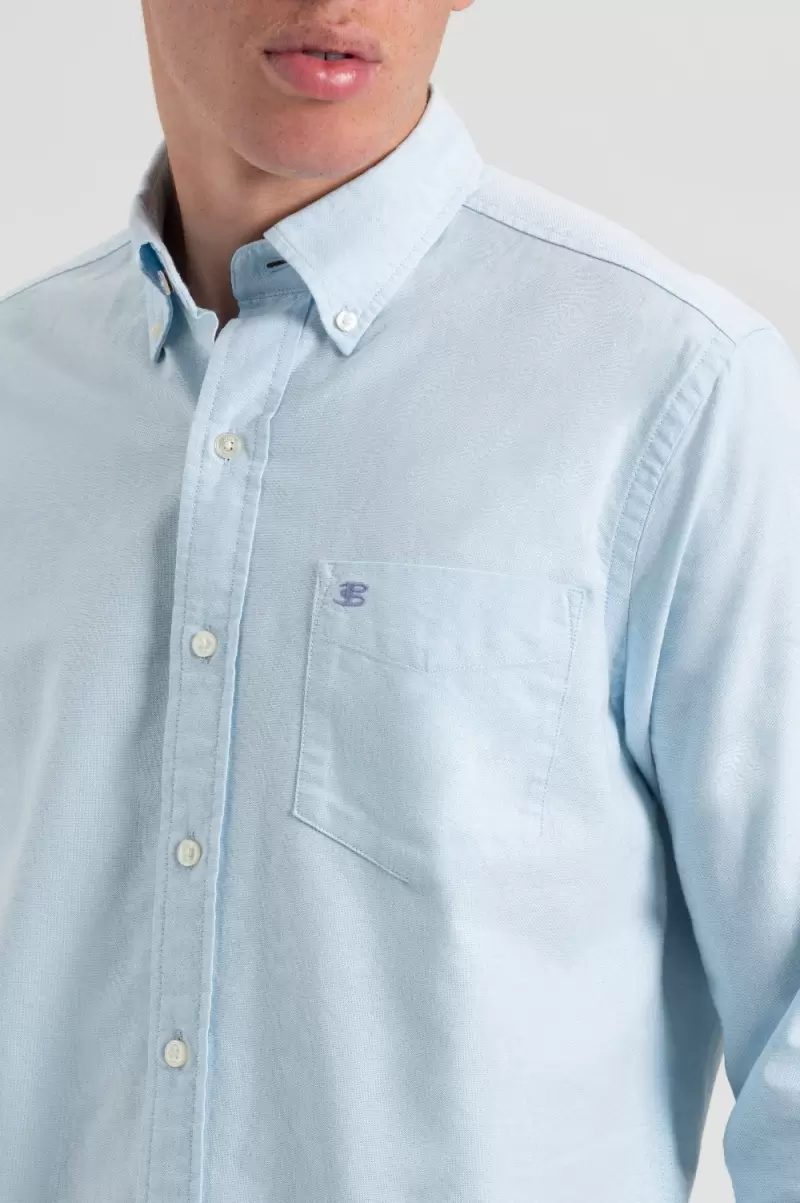 St. Ives Resort Oxford Garment Dye Organic Shirt - Sky Blue Men Expert Shirts Sky Blue Ben Sherman - 2