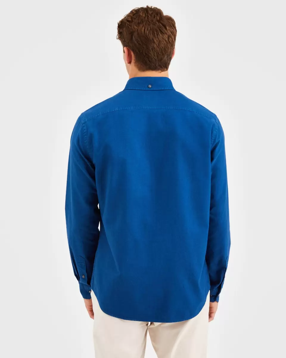 Ben Sherman Men Cool Indigo Durable Shirts Beatnik Oxford Garment Dye Shirt - Cool Indigo - 3