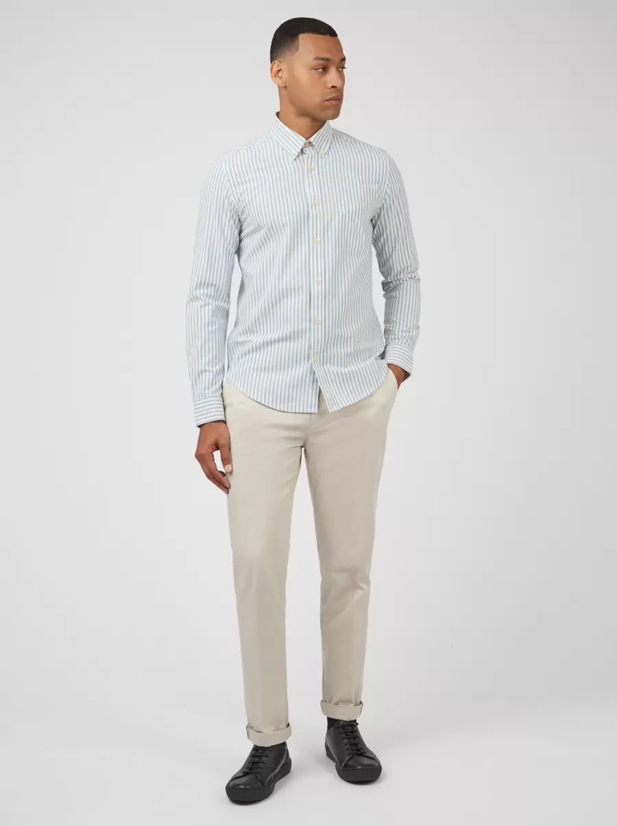 Pale Blue Pure Ben Sherman Oxford Stripe Long-Sleeve Shirt - Pale Blue Men Shirts - 5