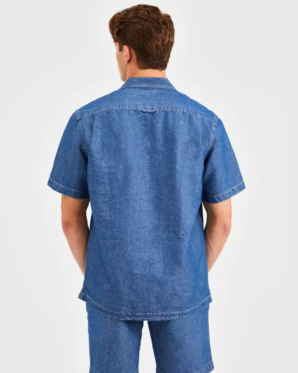 Indigo Efficient Men Hastings Garment Dye Chambray Shirt Ben Sherman Shirts - 2