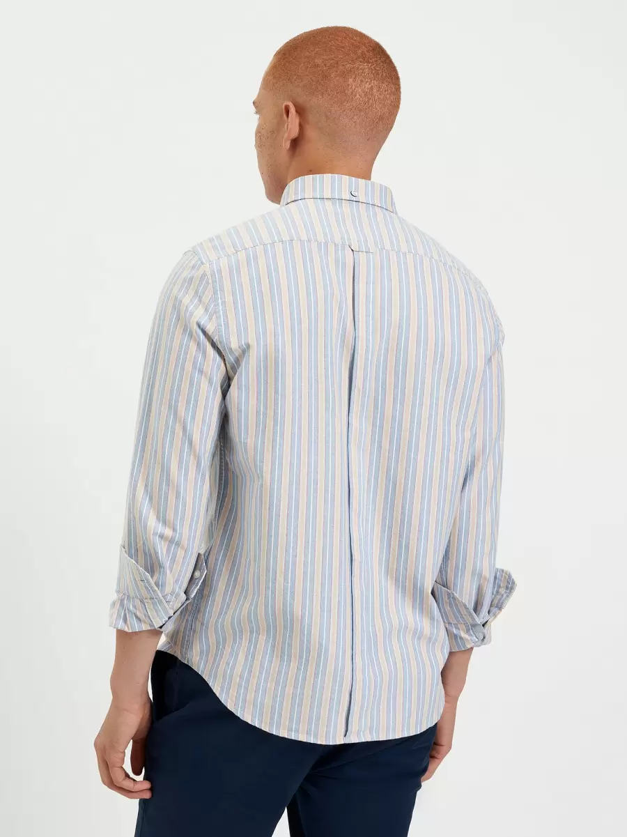 Collegiate Blue Multi Stripe Best Men Ben Sherman Shirts Brighton Oxford Organic Stripe Shirt - Collegiate Blue Multi Stripe - 5