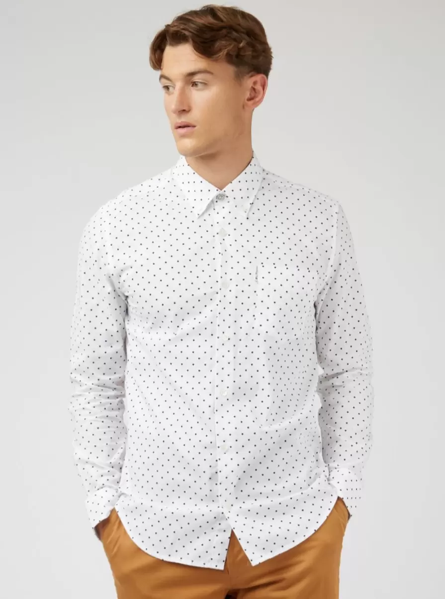 White Normal Men White Polka Dot Print Long-Sleeve Shirt Shirts Ben Sherman - 2
