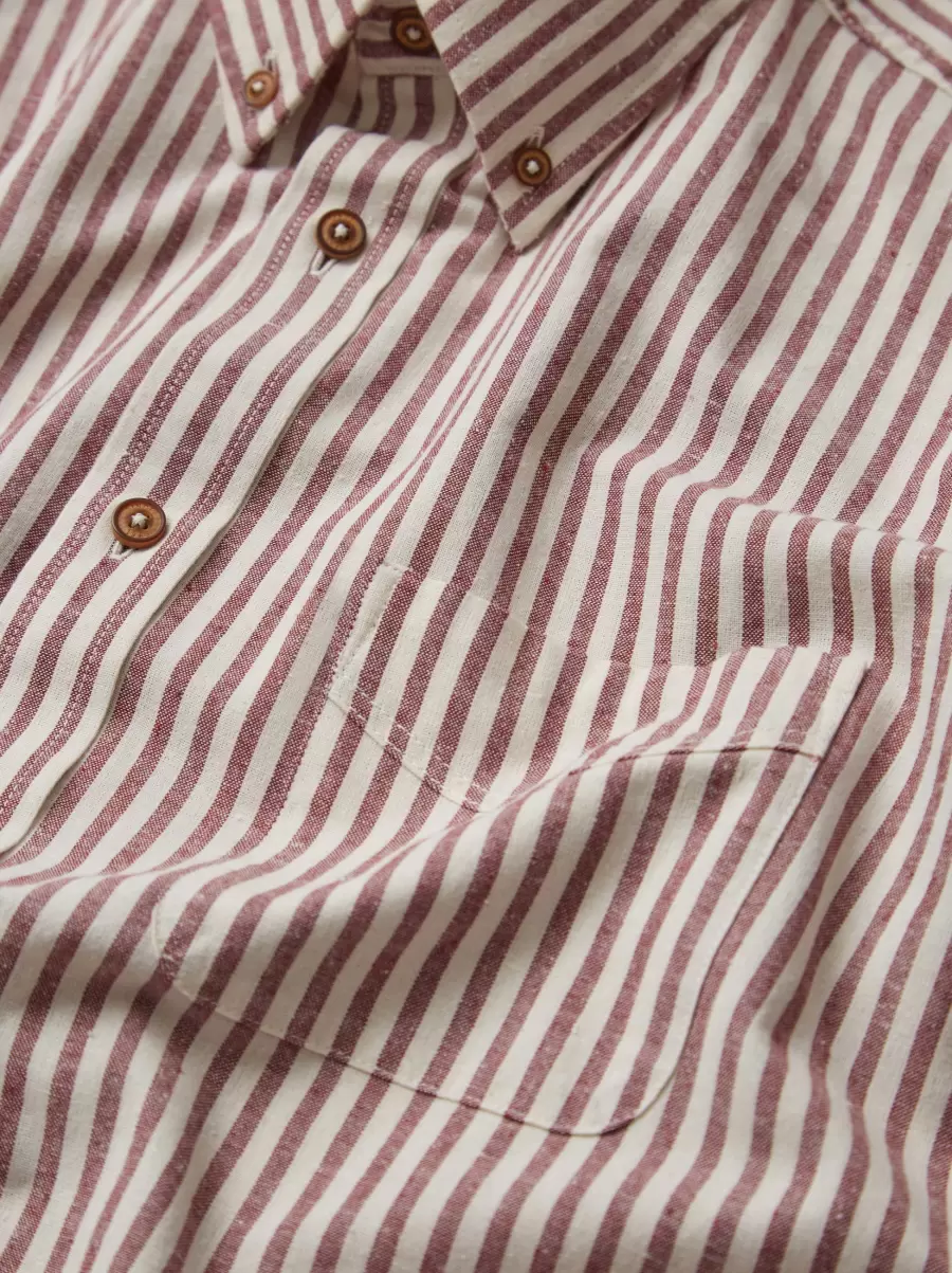Oxford Stripe Long-Sleeve Shirt - Wine Ben Sherman Wine Refashion Men Shirts - 1