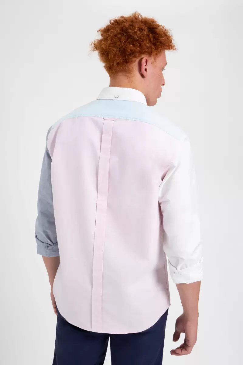 Varsity Oxford Color Blocked Organic Shirt Shirts Distinct Washed Pink Men Ben Sherman - 3