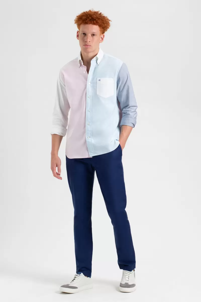Varsity Oxford Color Blocked Organic Shirt Shirts Distinct Washed Pink Men Ben Sherman - 4