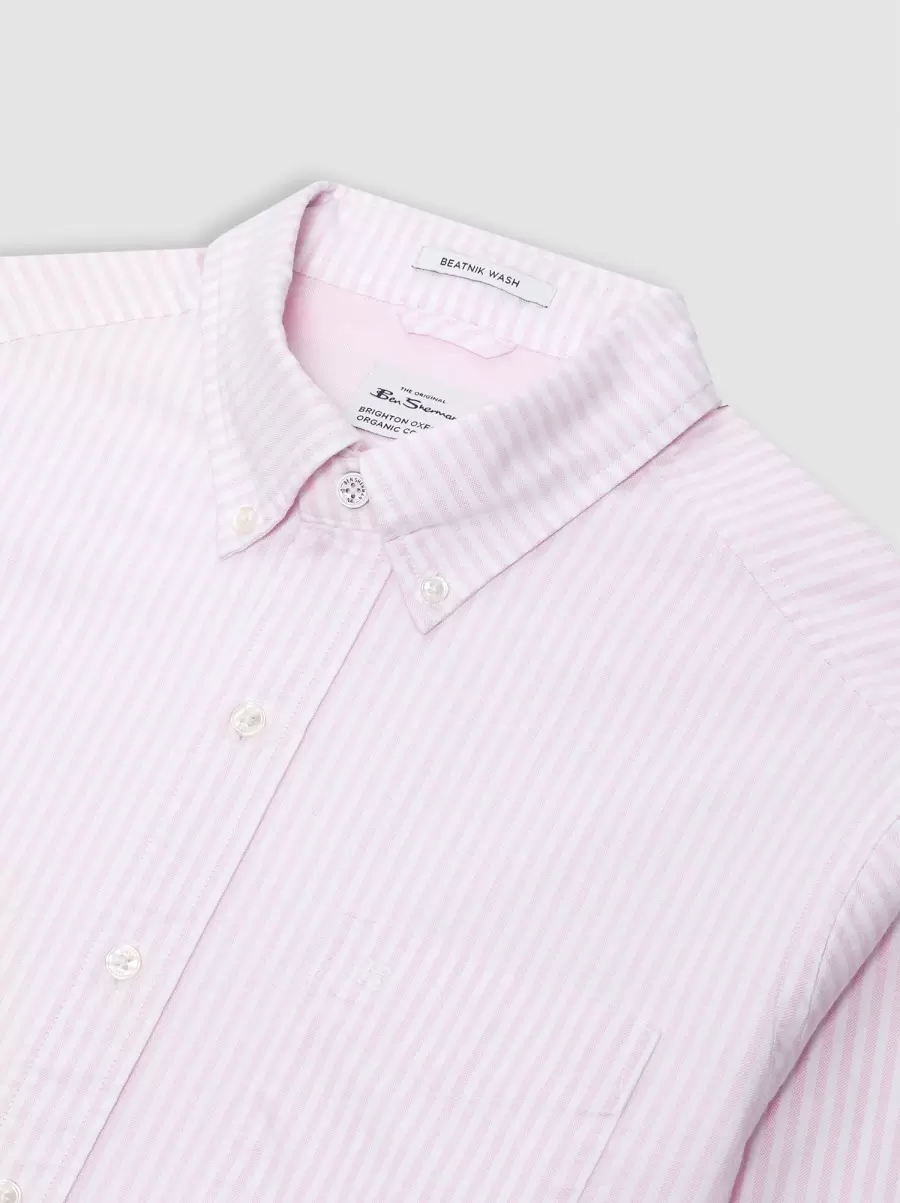 Shirts Ben Sherman Brighton Oxford Organic Stripe Shirt - Pink Bengal Stripe Pink Bengal Stripe Men Embody - 2