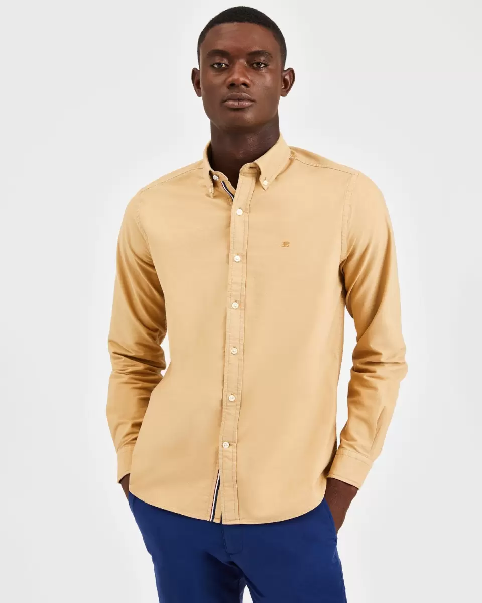 Khaki Beatnik Oxford Garment Dye Shirt - Khaki Shirts Robust Ben Sherman Men - 2