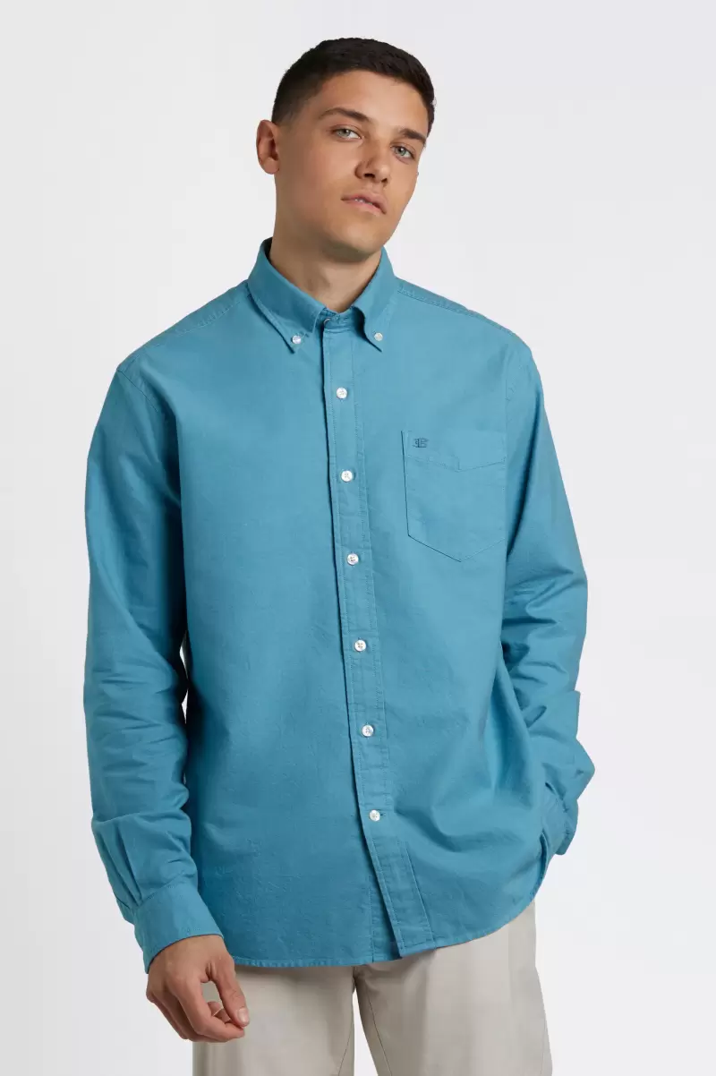Ben Sherman Men Deep Teal Blue|Terracota Beatnik Oxford Garment Dye Shirt - Deep Teal Blue Shirts 2024 - 1